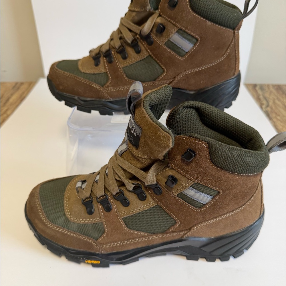 Men's Brown and Green Hiking Boots